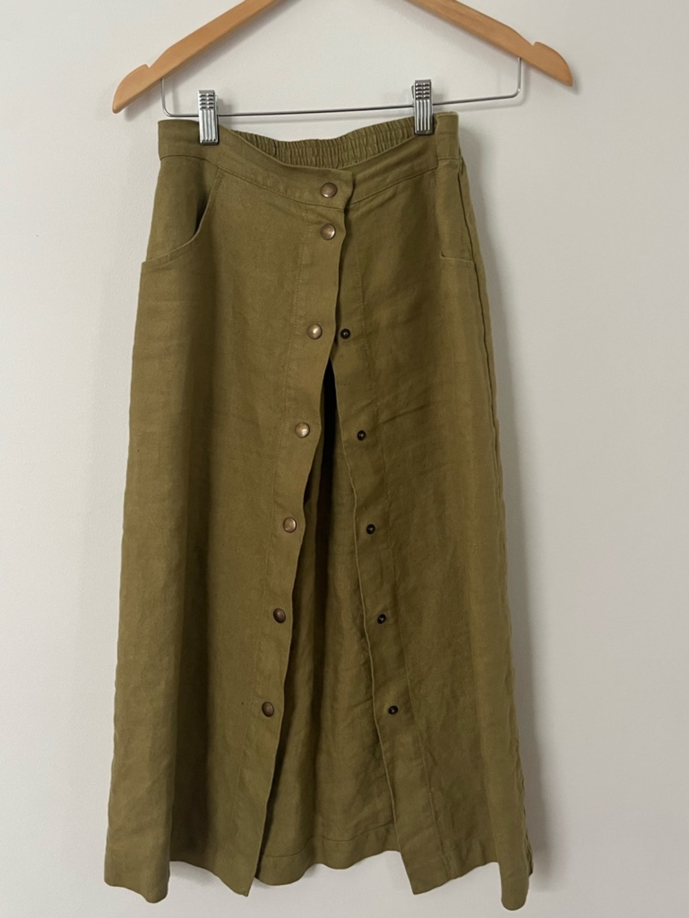 Linenfox Heidi Linenfox skirt in heavy linen olive green - Picture 7 of 8